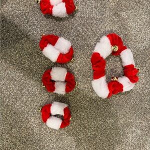 Festive Red and White Holiday Hair Scrunchies